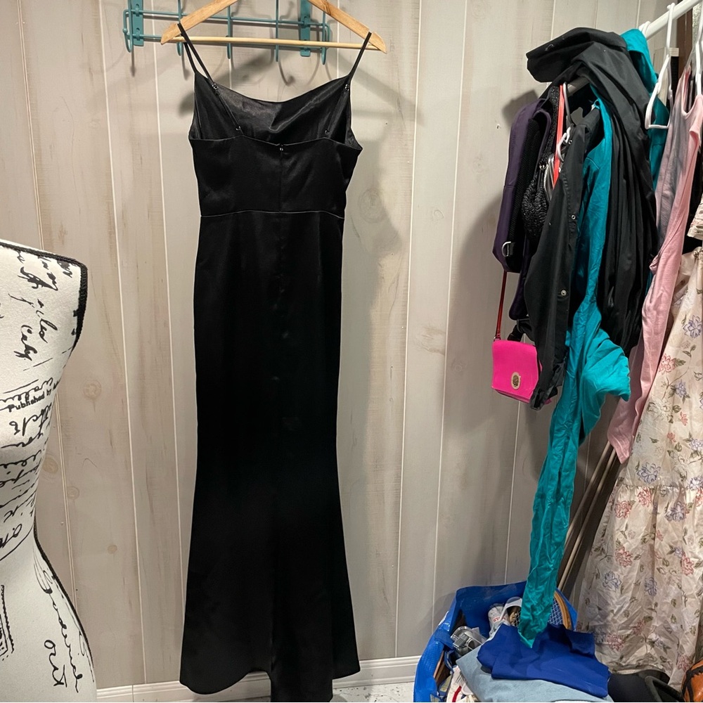 Sexy slinky black satin maxi ruched dress Birdie Grey Lydia whimsigoth mermaid - Picture 10 of 12